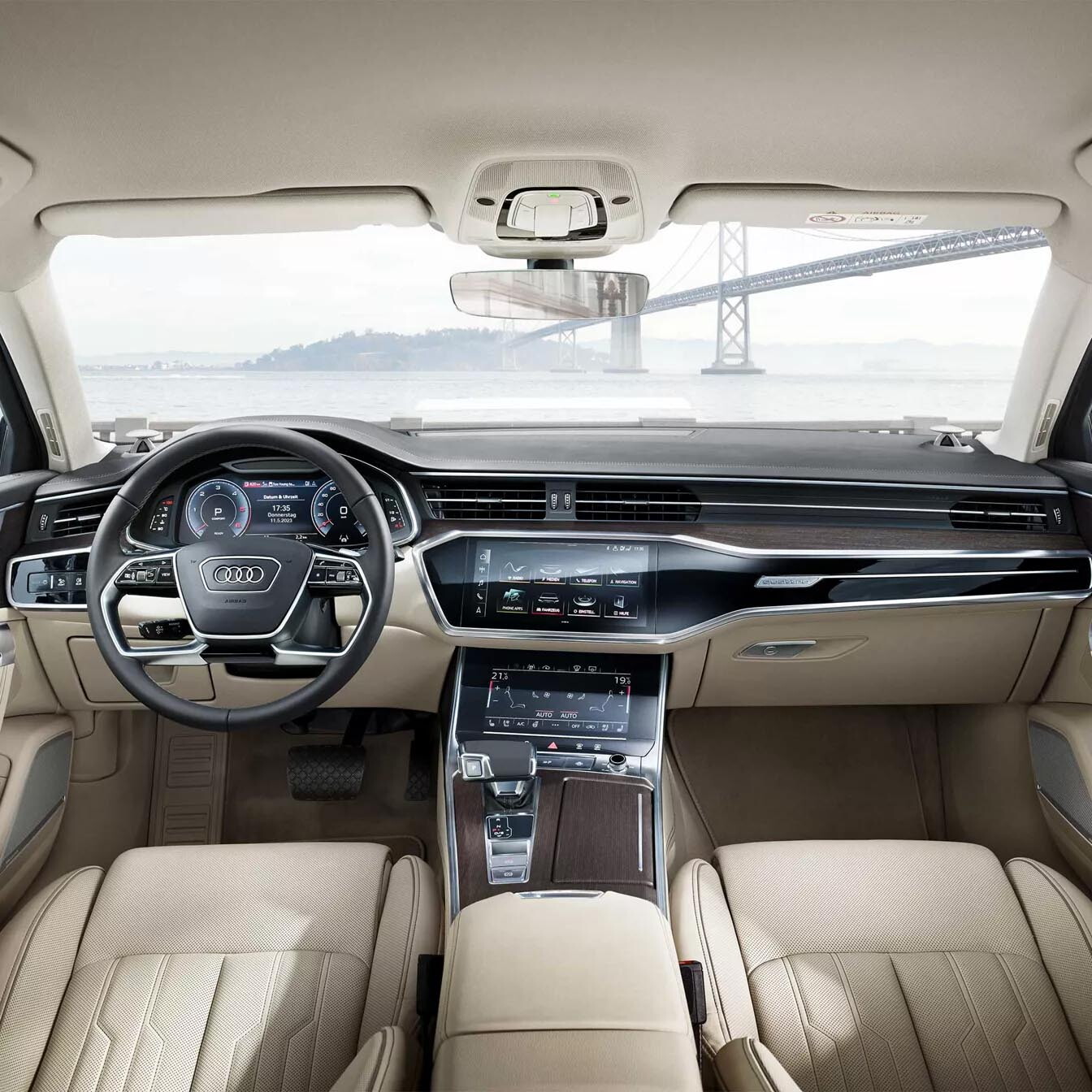 audi a6 berline interieur beige bekleding infotainment
