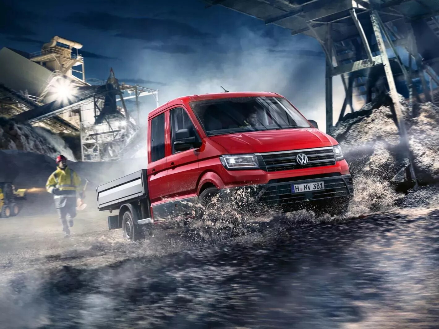 Volkswagen Crafter Pick-up in het rood