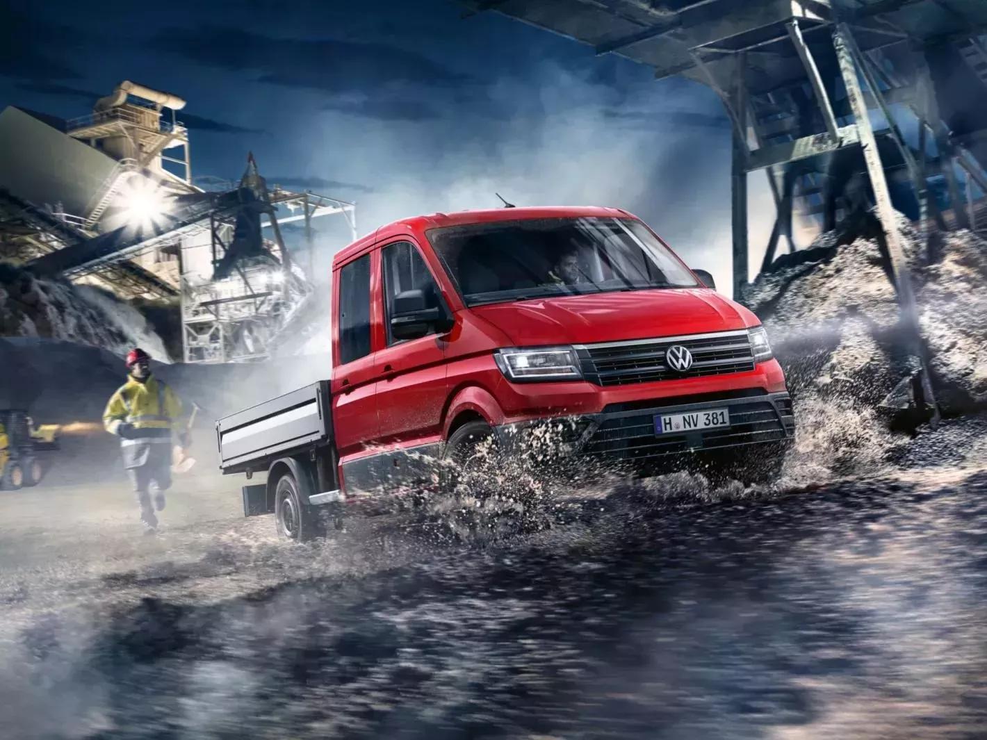 Volkswagen Crafter Pick-up in het rood