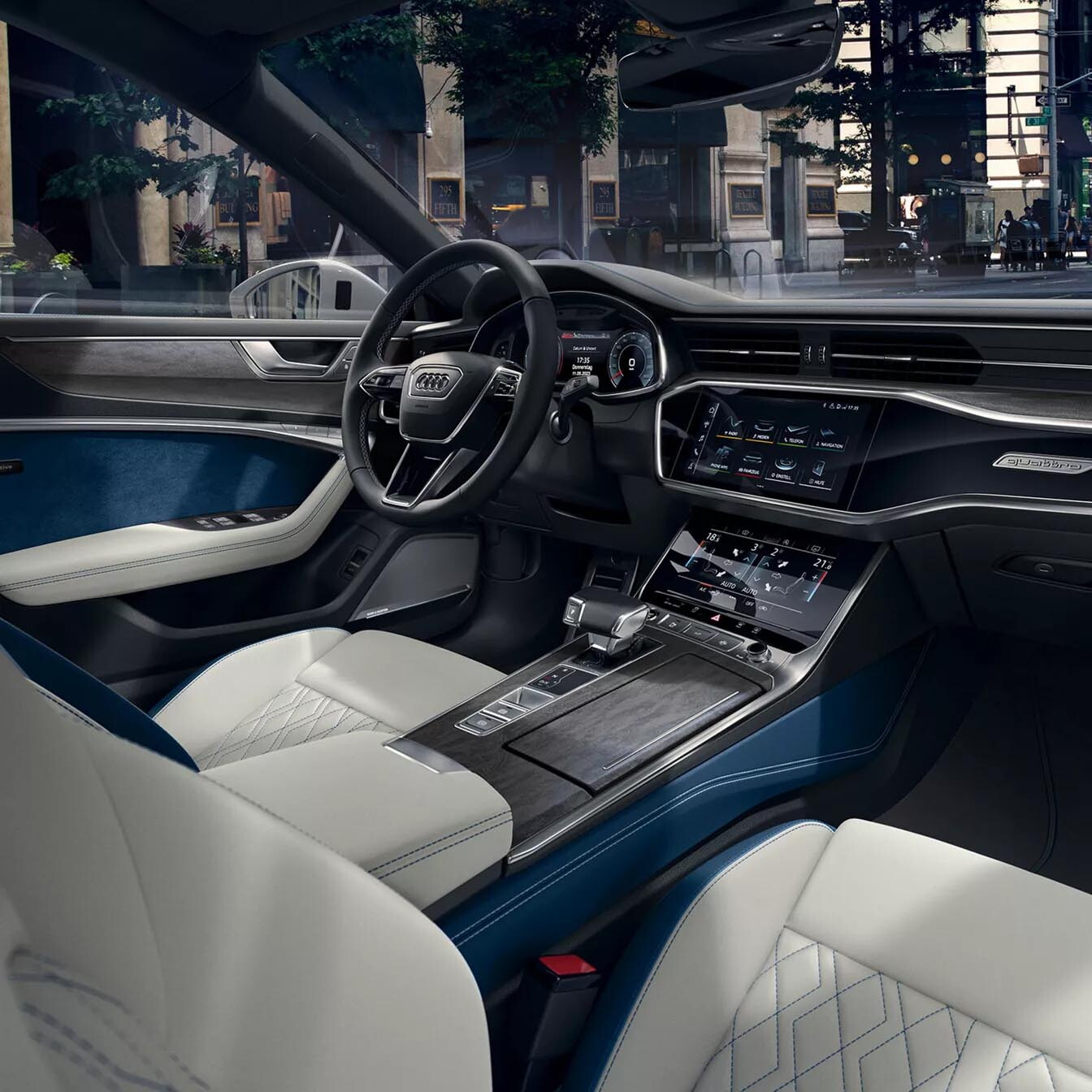 audi a7 sportback interieur witte beige bekleding met infotainment
