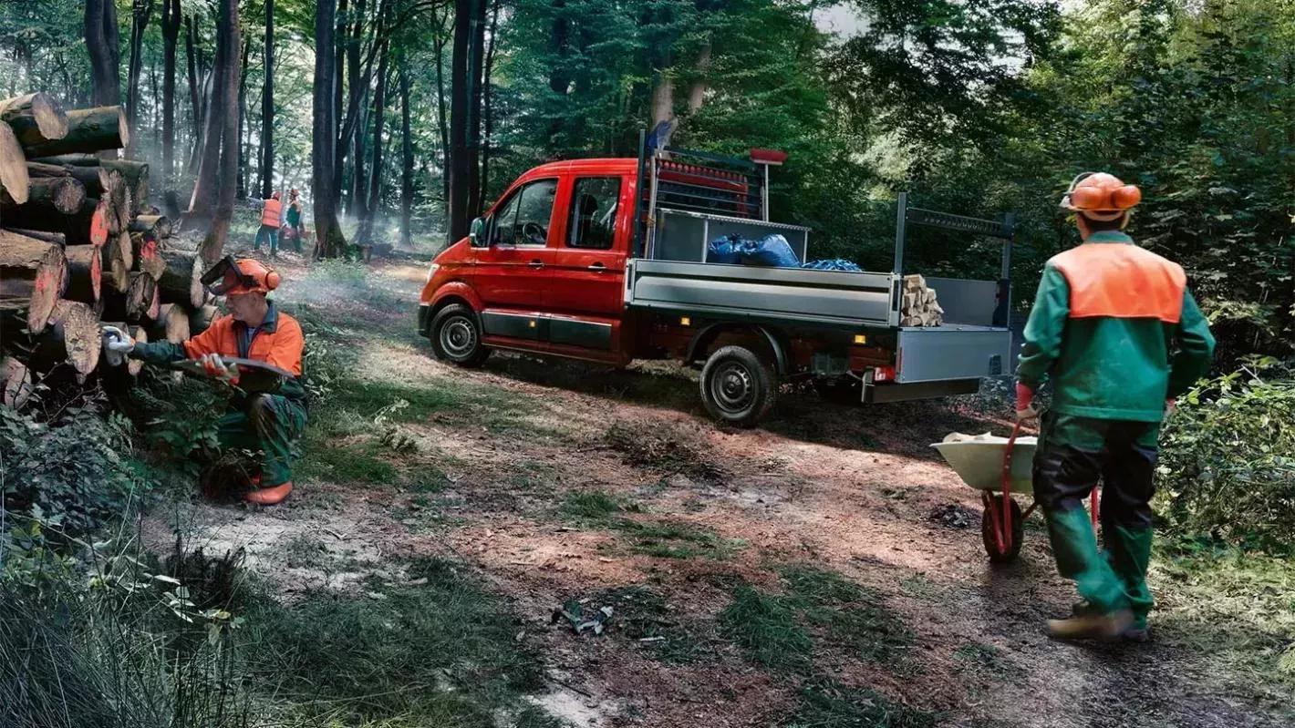 Volkswagen Crafter Pick-up in het rood